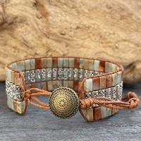 Bracelet fantaisie rouleaux de prière beige