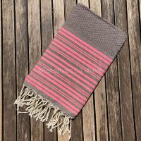 Fouta rose et taupe nid d'abeille Madhia