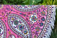 Drap de plage rond Arabesque rose