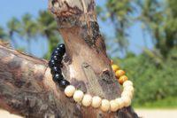 Bracelet en bois orange, noir et naturel