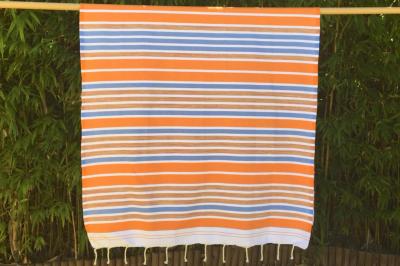 Fouta orange tissage à plat Jilma