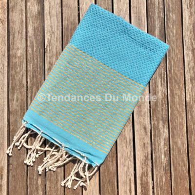 Fouta bleu et doré Tinja