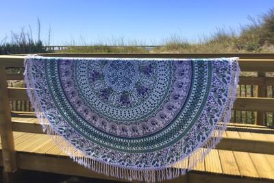 Drap de plage rond hippie vert