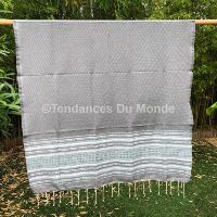 Fouta bleu et gris nid d'abeille Jemmal