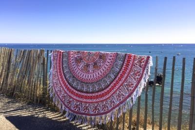 Drap de plage rond mandala rose