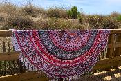 Drap de plage rond mandala rose