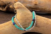 Bracelet duo argent et turquoise