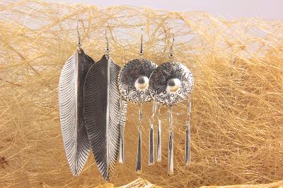 Boucles d'oreilles boho couleur argent duo11