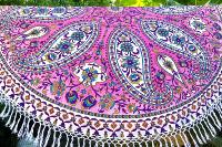 Drap de plage rond Arabesque rose