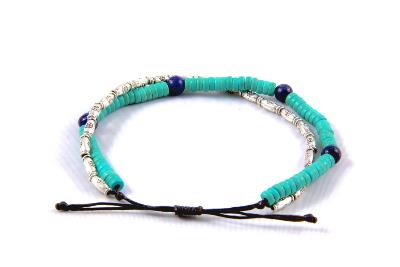 Bracelet duo argent et turquoise