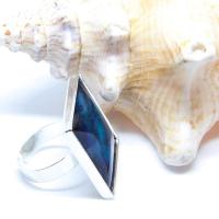 Bague boho verre bleu 