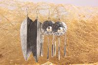 Boucles d'oreilles boho couleur argent duo11