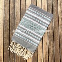 Fouta bleu et gris nid d'abeille Jemmal