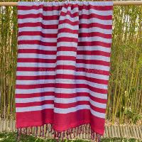 Fouta éponge rouge et gris