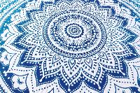 Drap de plage rond mandala bleu