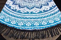 Drap de plage rond mandala bleu