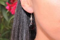 Boucles d'oreilles verre grenat