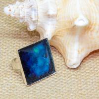 Bague boho verre bleu 