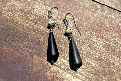 Boucles d'oreilles agates noires