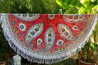 Drap de plage rond Arabesque rouge