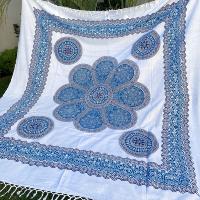 Tissu Indien XXL Fleur bleue