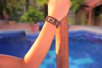 Bracelet manchette rectangles marrons