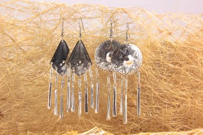 Boucles d'oreilles boho couleur argent duo7
