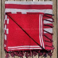 Fouta éponge rouge et gris