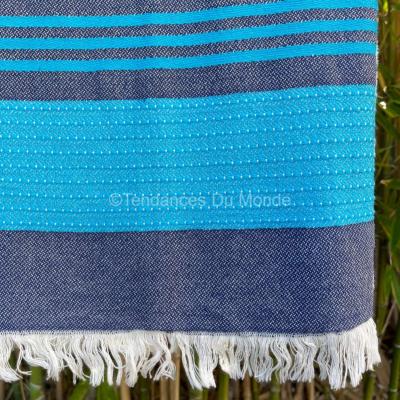 Fouta peshtemal Nepal bleu