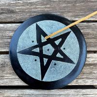 Porte-encens rond en pierre Pentacle