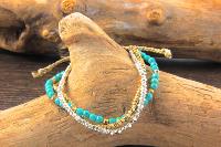 Bracelet trio or argent et turquoise