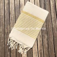 Fouta blanc cassé et doré Alia