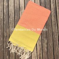 Fouta rose et jaune tissage Pik Pik