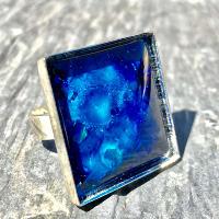 Bague boho verre bleu 