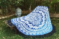 Drap de plage rond mandala bleu