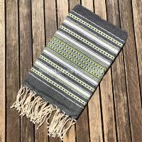 Fouta gris et vert nid d'abeille Jemmal