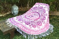 Drap de plage rond hippie rose