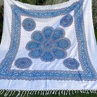 Tissu Indien XXL Fleur bleue