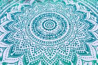 Tissu mandala Indien vert d'eau