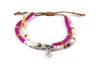 Bracelet duo amazonite et perles fuchsia