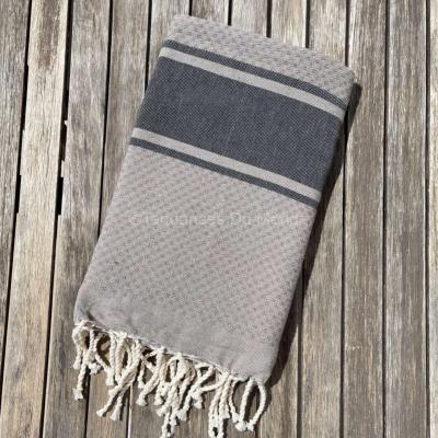 Fouta de plage gris taupe nid d'abeille