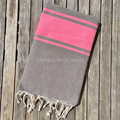 Fouta de plage rose taupe nid d'abeille 