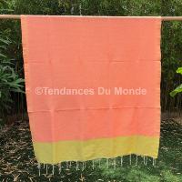 Fouta rose et jaune tissage Pik Pik