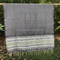 Fouta gris et vert nid d'abeille Jemmal