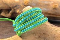 Bracelet wrap perles turquoises 5 tours