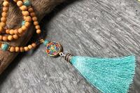 Collier mala en bois Cyan