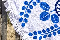 Serviette de plage ronde fleur bleue 