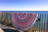 Drap de plage rond mandala rose
