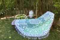 Drap de plage rond lotus vert