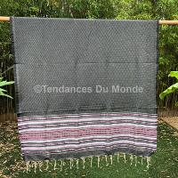 Fouta rose et noir nid d'abeille Jemmal